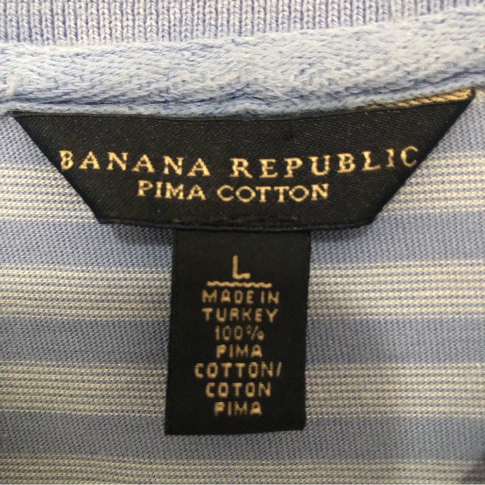 Banana Republic Men's Blue Stripes Polo Shirt - Size Large - Picture 7 of 7